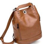 Marzena | Black Convertible Leather Backpack – Sleek Versatility - in Black | Arvea Bags