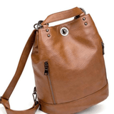 Marzena | Black Convertible Leather Backpack – Sleek Versatility - in Black | Arvea Bags