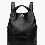 Marzena | Black Convertible Leather Backpack – Sleek Versatility - in Black | Arvea Bags