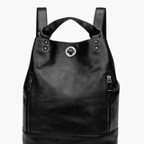Marzena | Black Convertible Leather Backpack – Sleek Versatility - in Black | Arvea Bags
