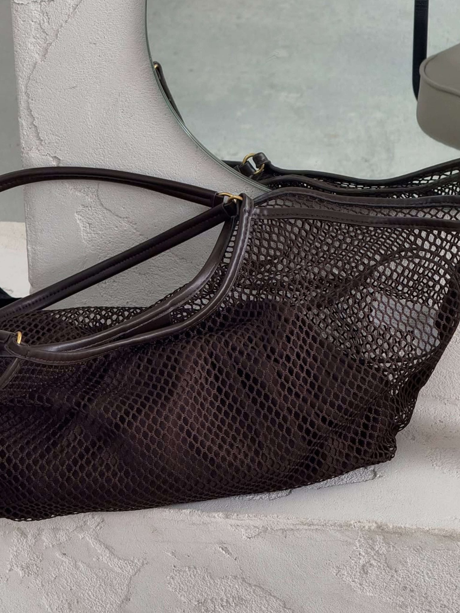 Maya Mesh Shopper Bag – Lightweight Spacious Tote for Everyday Use - in Brown | Arvea Bags
