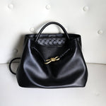 Melisande | Elegant Brown Leather Drawstring Bag – Chic & Timeless Design - in Black | Arvea Bags