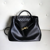 Melisande | Elegant Brown Leather Drawstring Bag – Chic & Timeless Design - in Black | Arvea Bags
