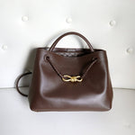Melisande | Elegant Brown Leather Drawstring Bag – Chic & Timeless Design - in Dark Brown | Arvea Bags