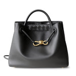 Melisande | Elegant Brown Leather Drawstring Bag – Chic & Timeless Design - in Grey | Arvea Bags