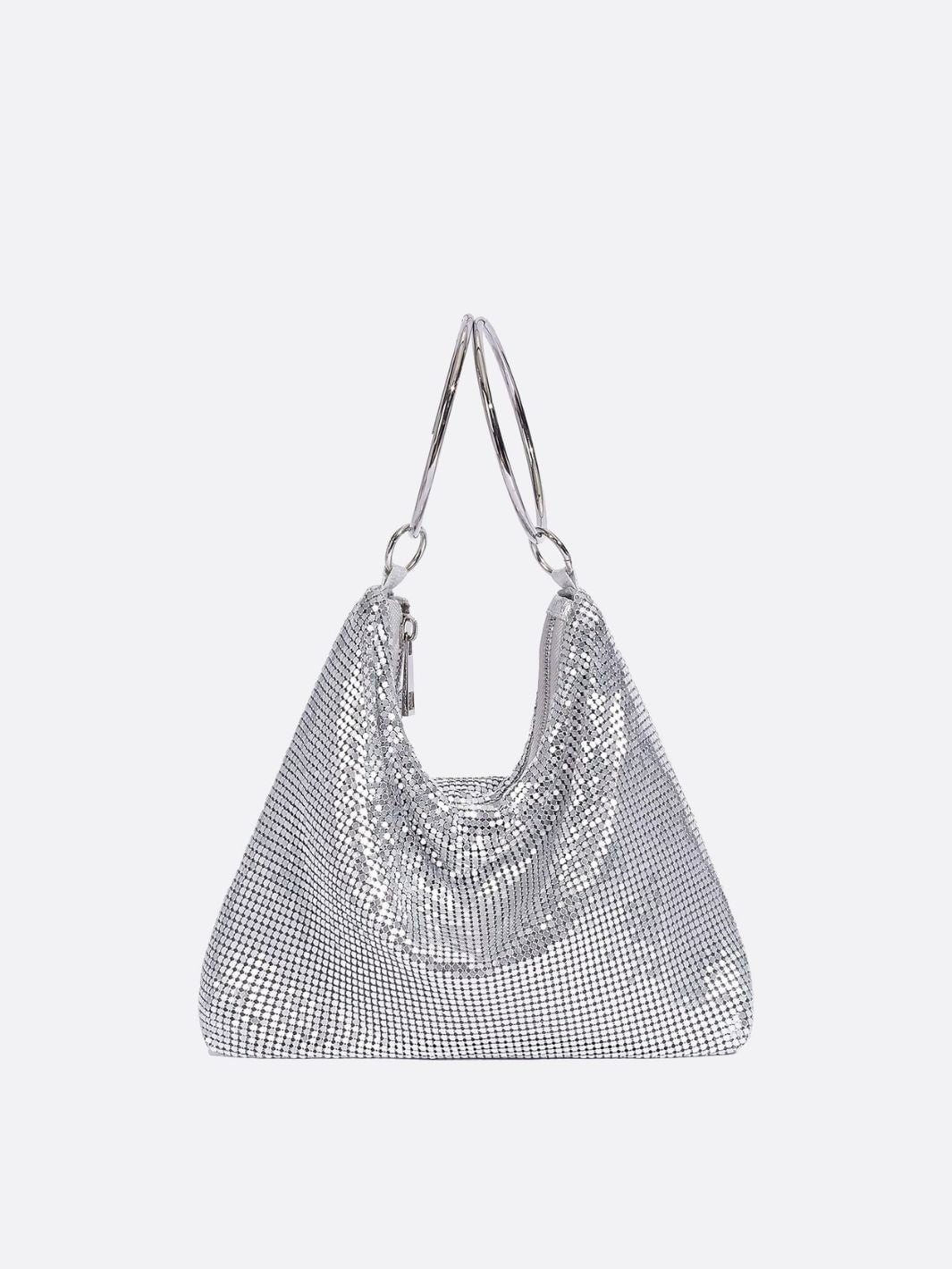 Mesh Evening Bag – Elegant Drape Handheld Purse - in Silver | Arvea Bags