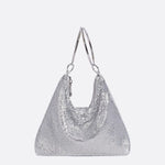 Mesh Evening Bag – Elegant Drape Handheld Purse - in Silver | Arvea Bags