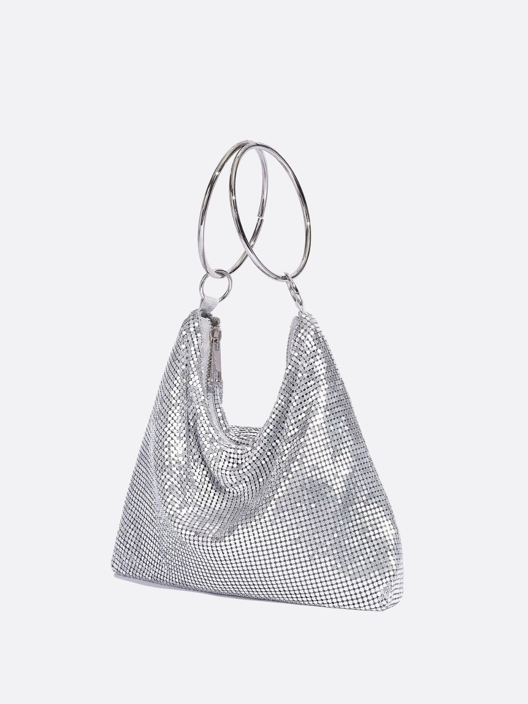 Mesh Evening Bag – Elegant Drape Handheld Purse - in Silver | Arvea Bags