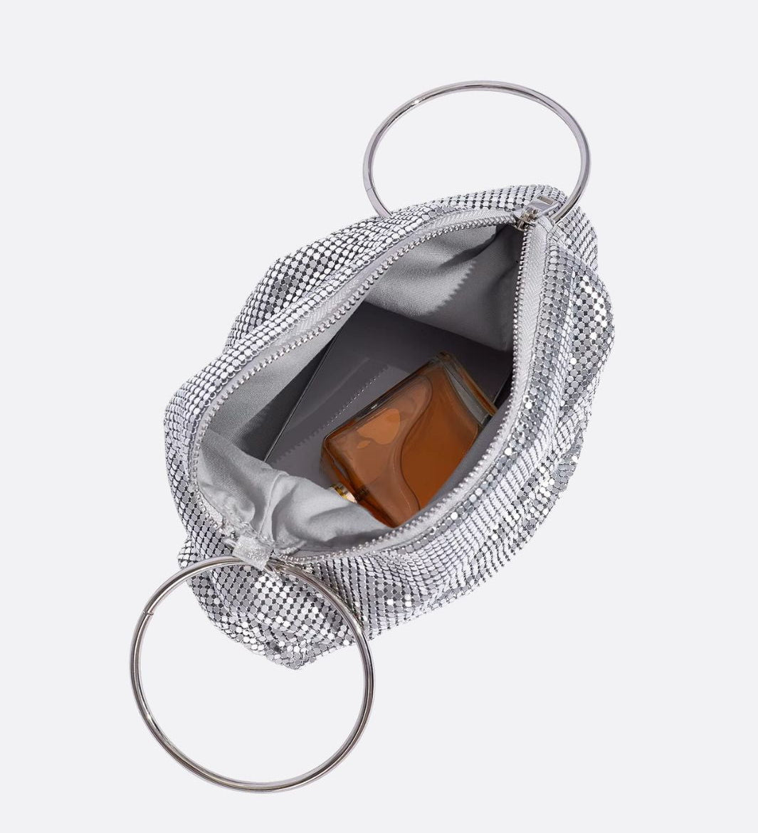 Mesh Evening Bag – Elegant Drape Handheld Purse - in Silver | Arvea Bags