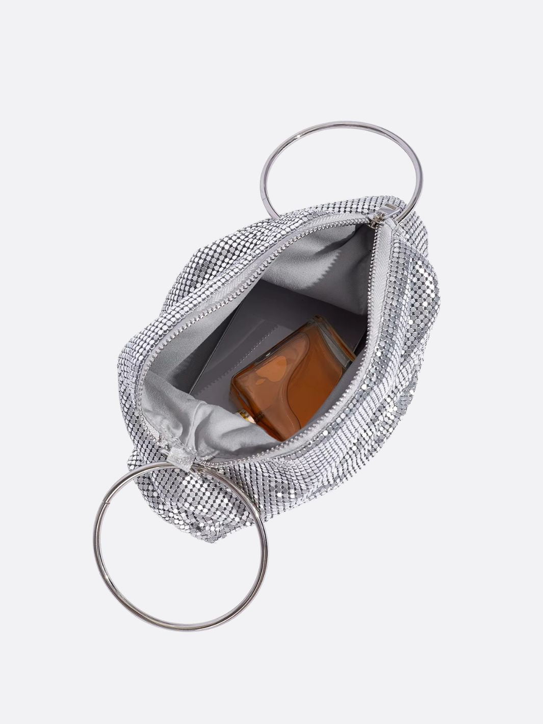 Mesh Evening Bag – Elegant Drape Handheld Purse - in Silver | Arvea Bags