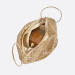 Mesh Handbag – Shimmer Evening Ring Handle Purse - in Gold | Arvea Bags