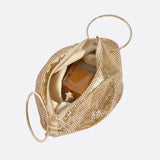 Mesh Handbag – Shimmer Evening Ring Handle Purse - in Gold | Arvea Bags