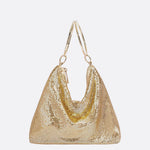 Mesh Handbag – Shimmer Evening Ring Handle Purse - in Gold | Arvea Bags