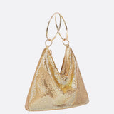 Mesh Handbag – Shimmer Evening Ring Handle Purse - in Gold | Arvea Bags