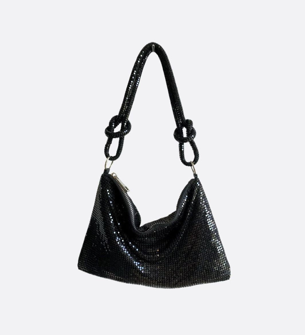 Mesh Shoulder Bag – Chic Party Evening Purse - in Black | Arvea Bags