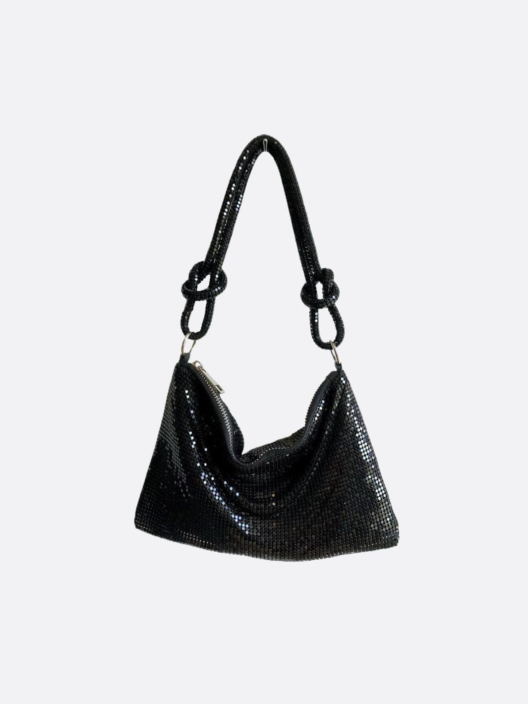 Mesh Shoulder Bag – Chic Party Evening Purse - in Black | Arvea Bags