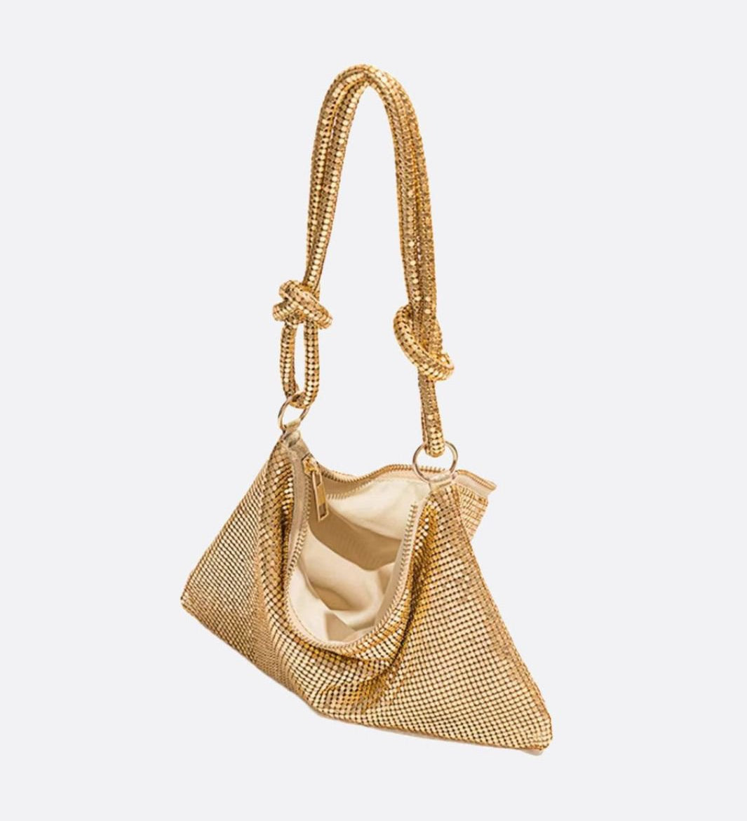 Mesh Shoulder Bag – Chic Party Evening Purse - in Gold | Arvea Bags