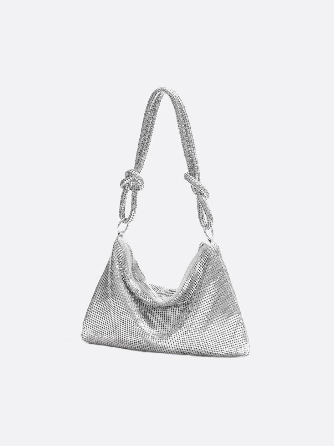Mesh Shoulder Bag – Chic Party Evening Purse - in Silver | Arvea Bags