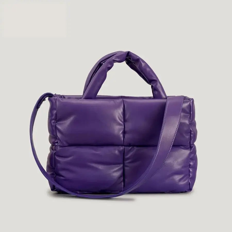 Mia | Brown Puffer Shoulder Bag – Trendy & Cozy - in Blue | Arvea Bags