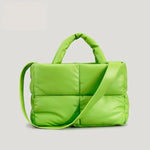 Mia | Brown Puffer Shoulder Bag – Trendy & Cozy - in Dark Green | Arvea Bags