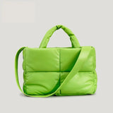 Mia | Brown Puffer Shoulder Bag – Trendy & Cozy - in Dark Green | Arvea Bags