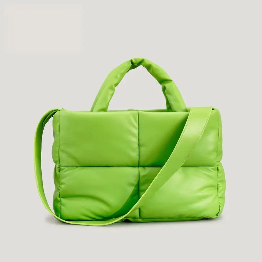Mia | Brown Puffer Shoulder Bag – Trendy & Cozy - in Dark Green | Arvea Bags
