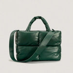 Mia | Brown Puffer Shoulder Bag – Trendy & Cozy - in Dark Green | Arvea Bags