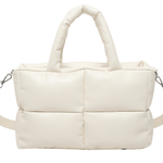 Mia | Brown Puffer Shoulder Bag – Trendy & Cozy - in Off - White | Arvea Bags