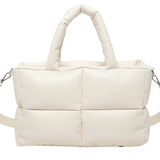 Mia | Brown Puffer Shoulder Bag – Trendy & Cozy - in Off - White | Arvea Bags