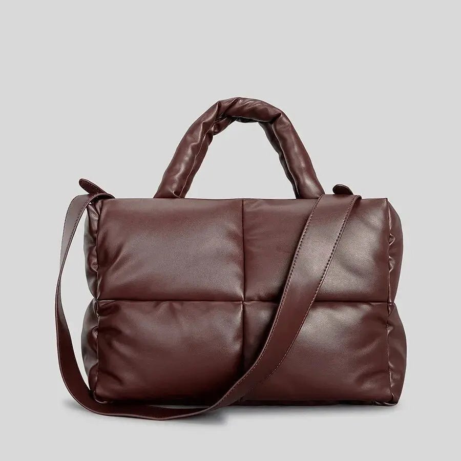 Mia | Brown Puffer Shoulder Bag – Trendy & Cozy - in Off - White | Arvea Bags