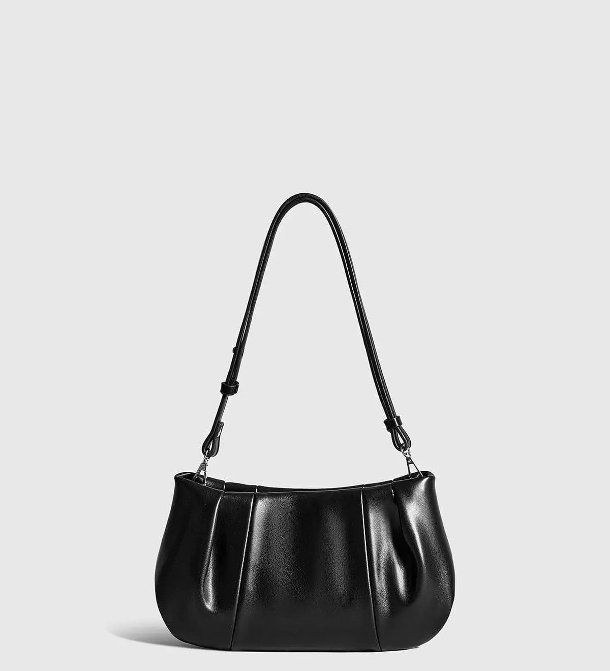 Mia | Classic Pleated Shoulder Bag – Timeless Elegance & Functionality - in Black | Arvea Bags
