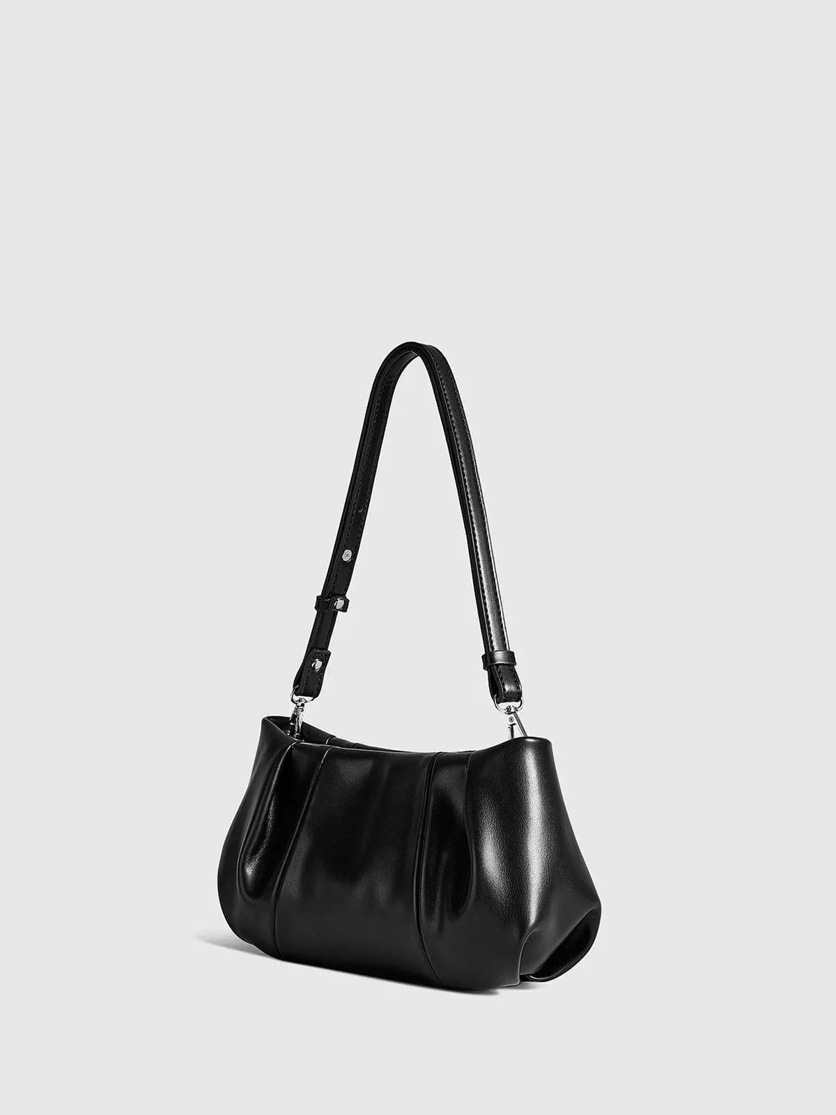 Mia | Classic Pleated Shoulder Bag – Timeless Elegance & Functionality - in Black | Arvea Bags