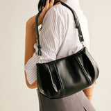 Mia | Classic Pleated Shoulder Bag – Timeless Elegance & Functionality - in Black | Arvea Bags