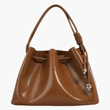 Mila | Luxe Caramel Leather Bucket Bag – Chic & Spacious - in Black | Arvea Bags