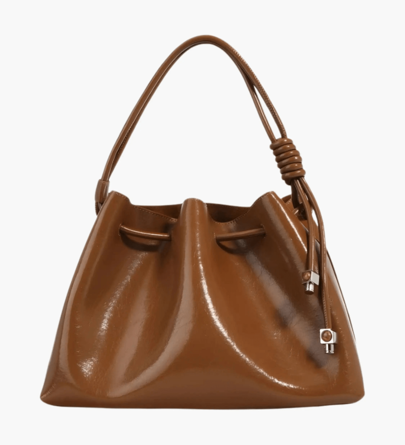Mila | Luxe Caramel Leather Bucket Bag – Chic & Spacious - in Black | Arvea Bags
