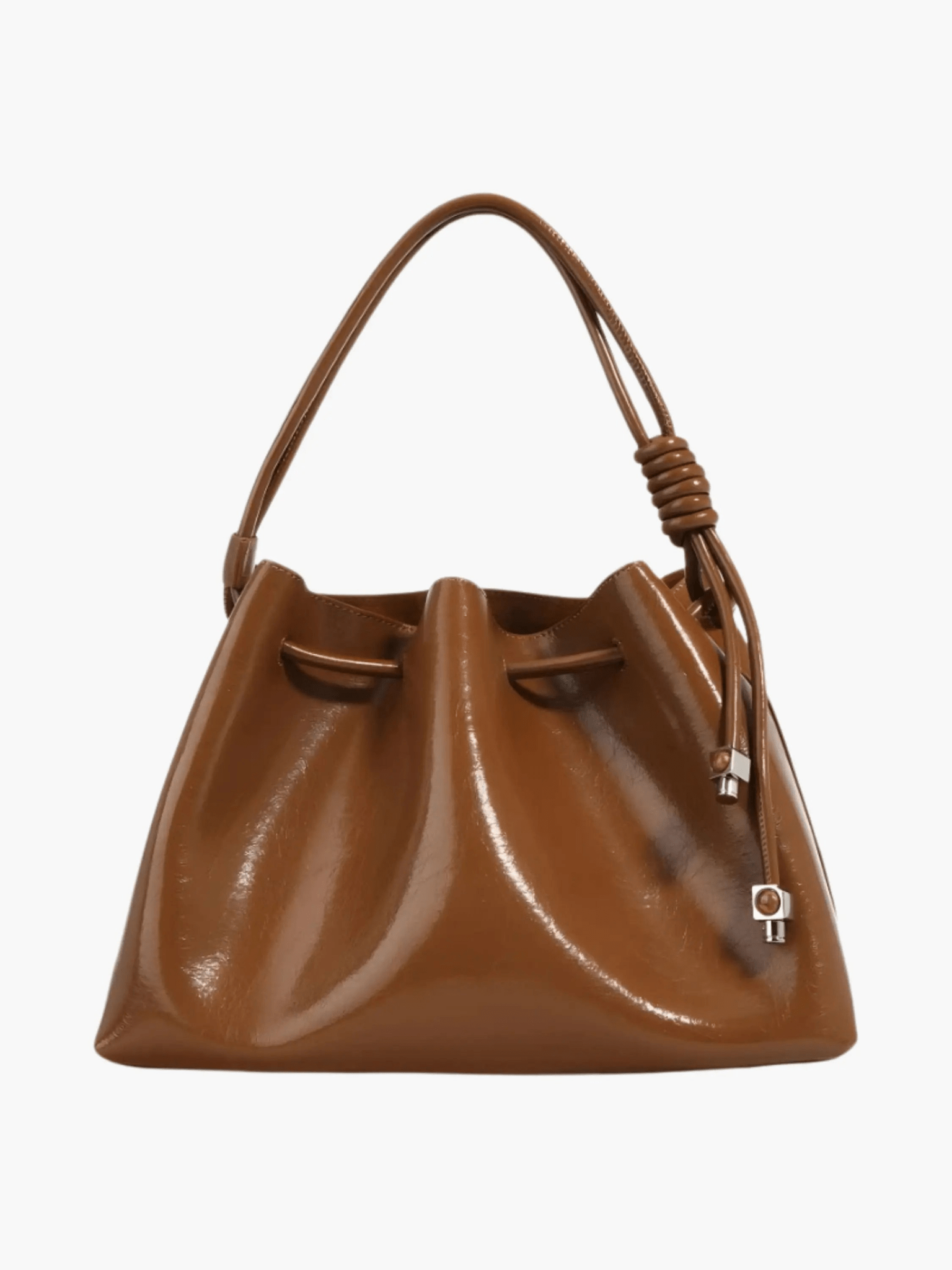 Mila | Luxe Caramel Leather Bucket Bag – Chic & Spacious - in Black | Arvea Bags