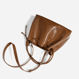 Mila | Luxe Caramel Leather Bucket Bag – Chic & Spacious - in Black | Arvea Bags