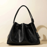 Mila | Luxe Caramel Leather Bucket Bag – Chic & Spacious - in Black | Arvea Bags