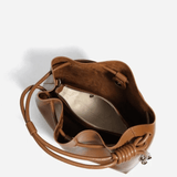 Mila | Luxe Caramel Leather Bucket Bag – Chic & Spacious - in Black | Arvea Bags