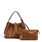 Mila | Luxe Caramel Leather Bucket Bag – Chic & Spacious - in Black | Arvea Bags