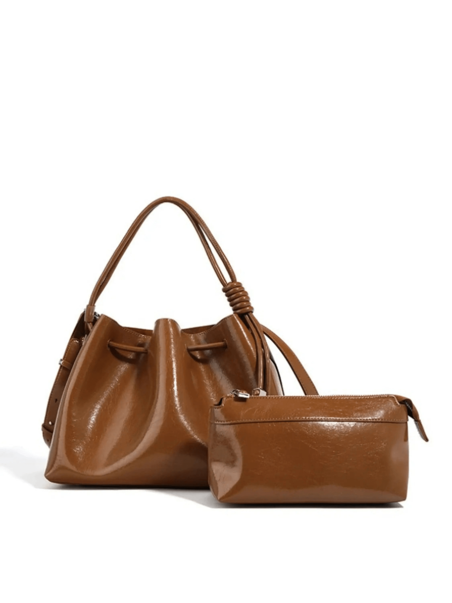 Mila | Luxe Caramel Leather Bucket Bag – Chic & Spacious - in Black | Arvea Bags