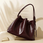 Mila | Luxe Caramel Leather Bucket Bag – Chic & Spacious - in Wine Red | Arvea Bags