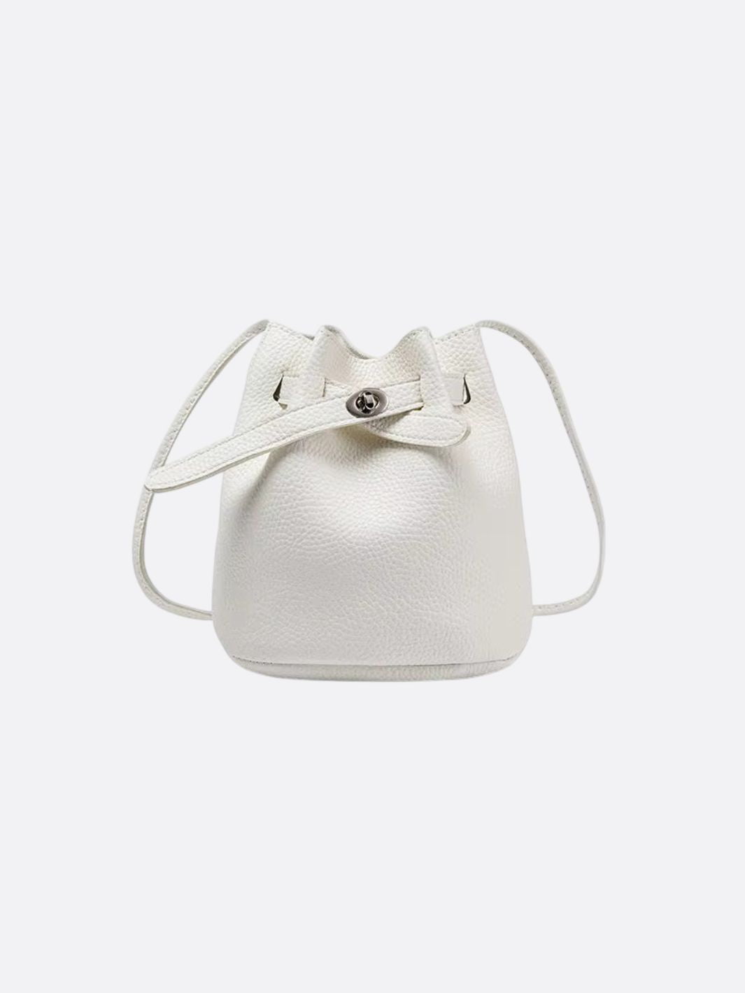 Mini Bucket Bag with Drawstring and Turn - Lock Closure - in Light Beige | Arvea Bags