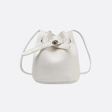 Mini Bucket Bag with Drawstring and Turn - Lock Closure - in Light Beige | Arvea Bags