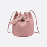 Mini Bucket Bag with Drawstring and Turn - Lock Closure - in Salmon Pink | Arvea Bags