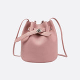 Mini Bucket Bag with Drawstring and Turn - Lock Closure - in Salmon Pink | Arvea Bags