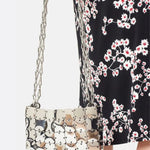 Mini chain - link bag with square metallic plates - in Silver | Arvea Bags