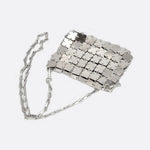 Mini chain - link bag with square metallic plates - in Silver | Arvea Bags