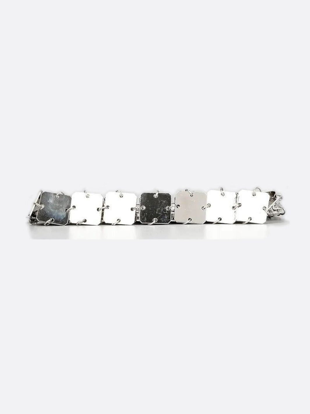 Mini chain - link bag with square metallic plates - in Silver | Arvea Bags