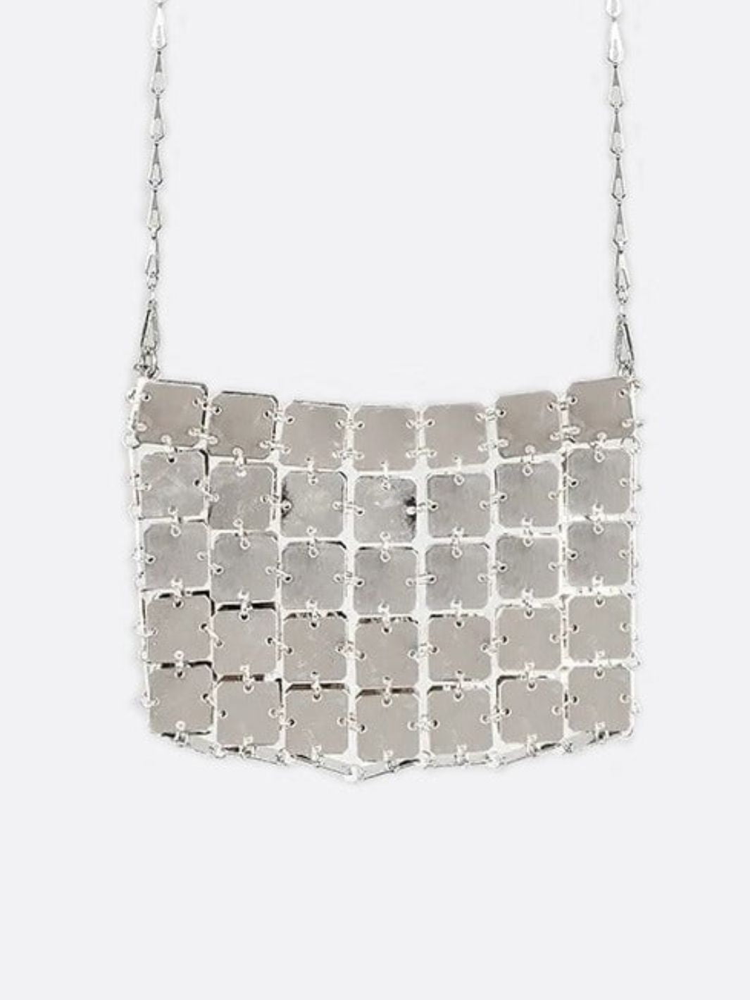 Mini chain - link bag with square metallic plates - in Silver | Arvea Bags